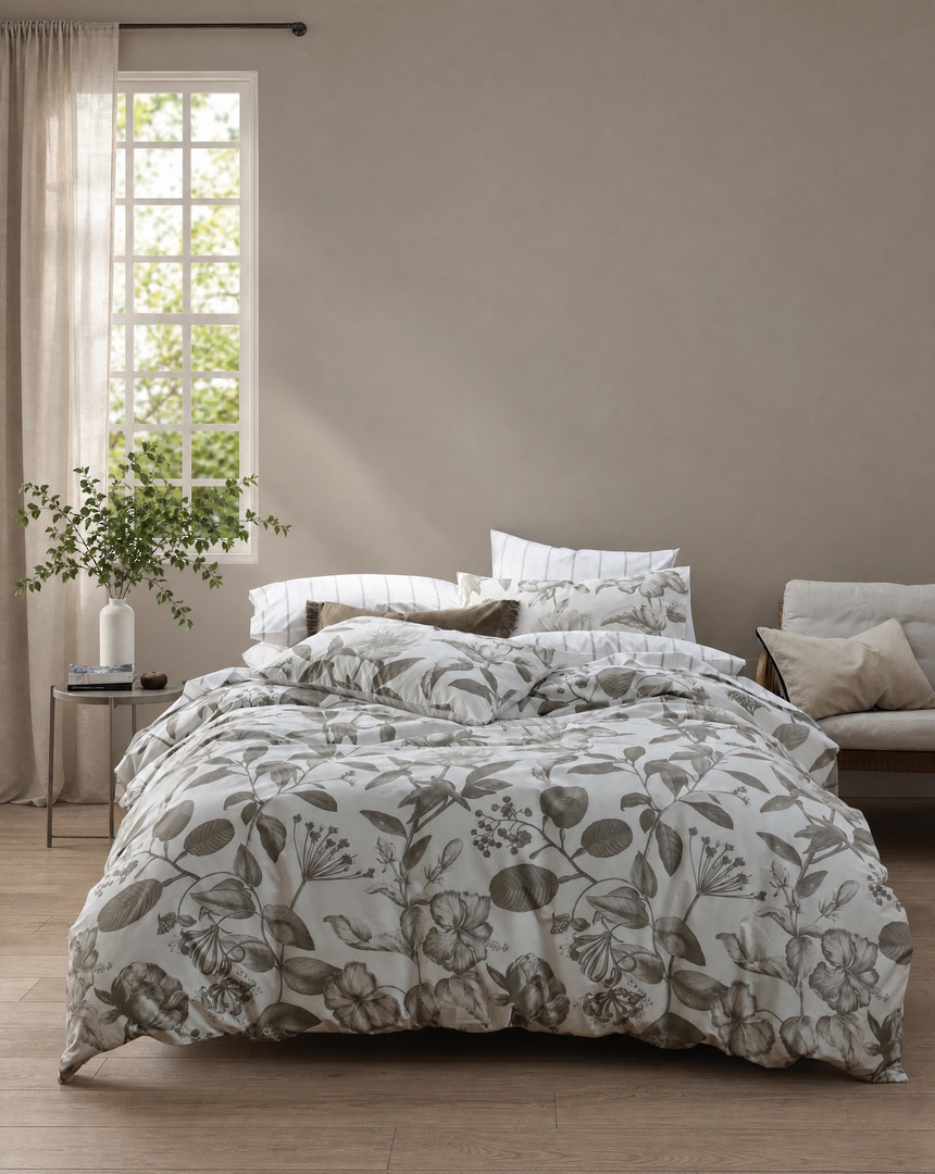 MM Linen Botanical Natural Duvet Cover Set  Pure Cotton Percale image 0